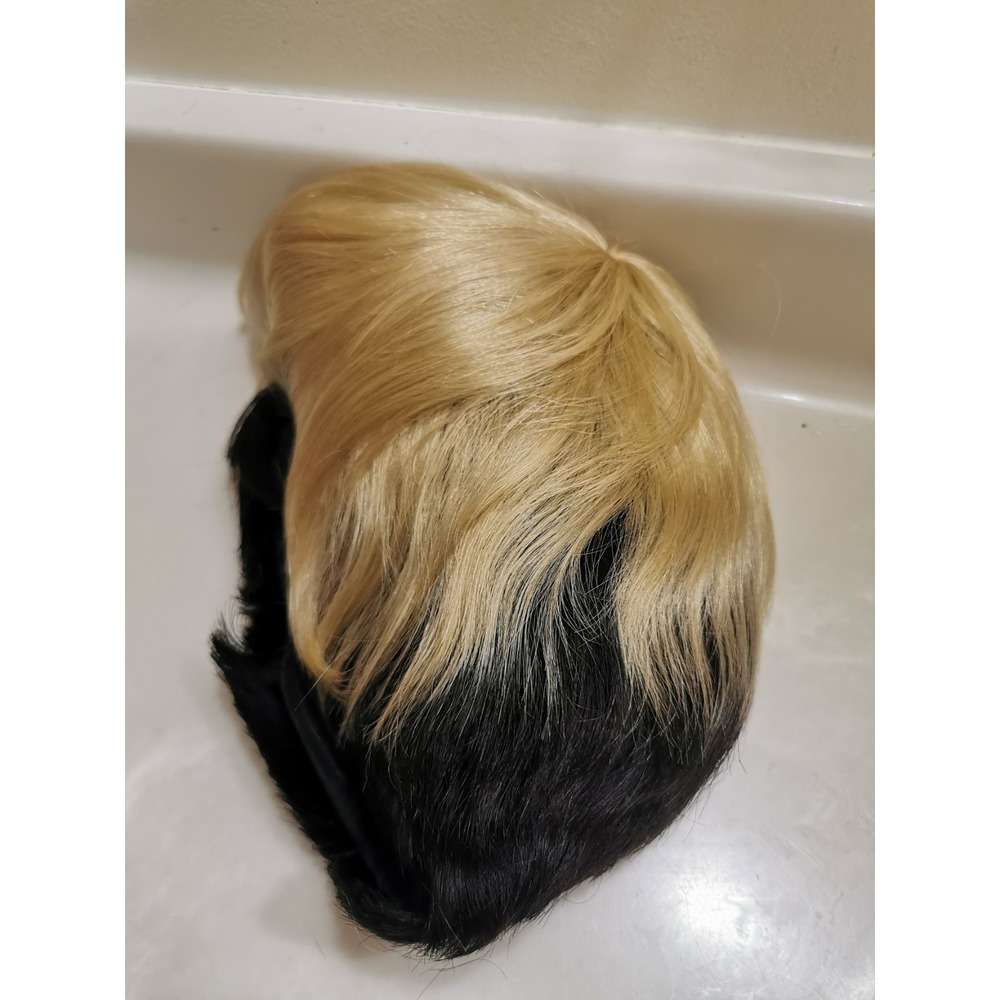 Short Ombre Blonde Black Human Hair Wig Pixie Cut Wigs Work Wig - Picture 13 of 16
